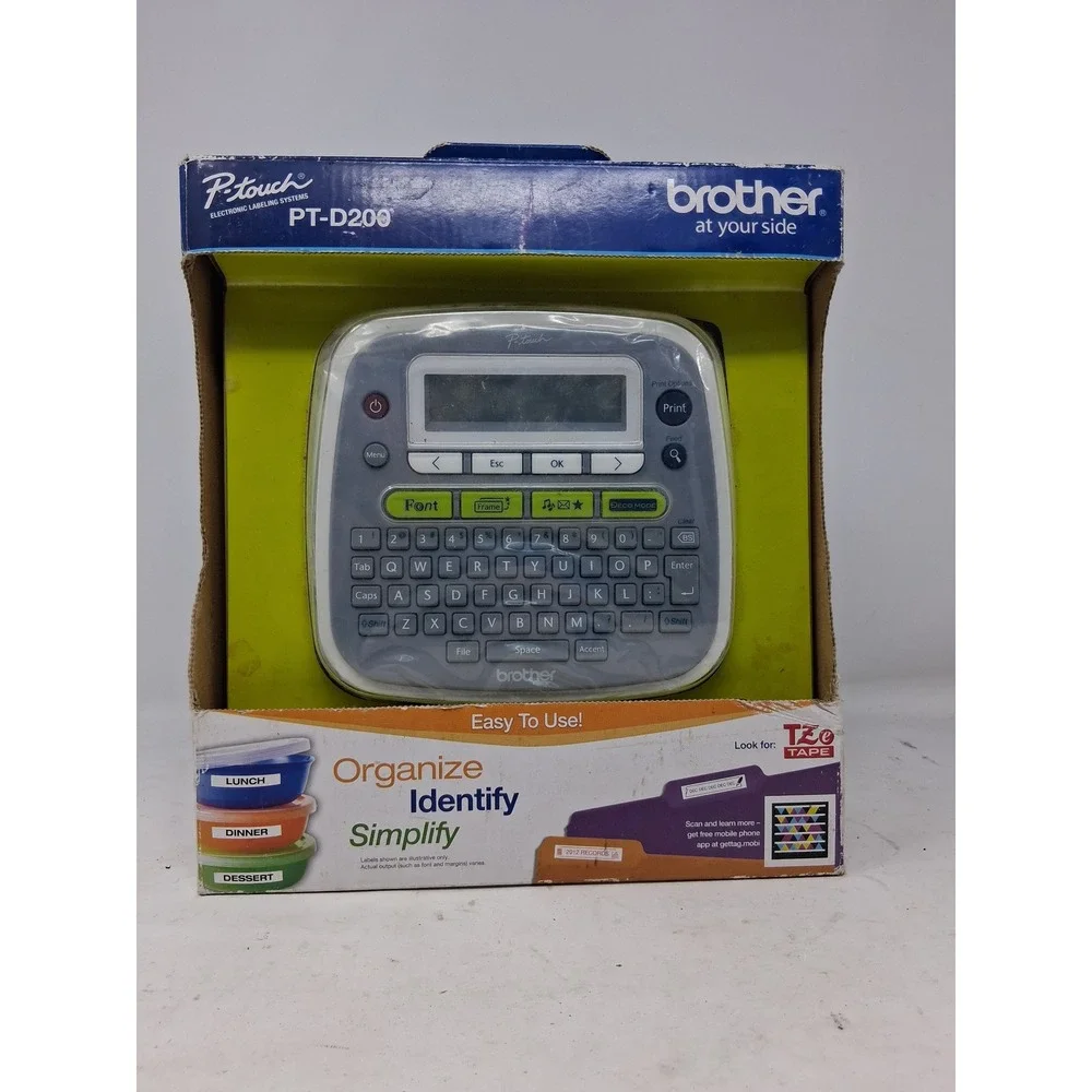 Brother P-Touch PT-D200 Electronic Labeling System Gray White TZe Tape Printer K